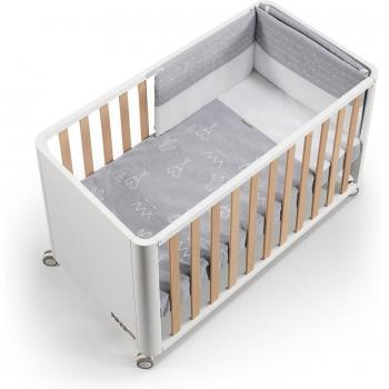 Cotinfant Doco Sleeping Style Cuna de Colecho 120x60cm Blanco-Natural con Textil Tipi Gris y Colchón