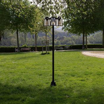 Farola de exterior Kelsey de aluminio, 3 luces E27, IP44, 195 cm