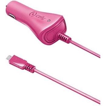 Celly CCMICROP - Cargador de coche, micro USB, color rosa