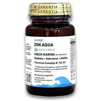 Amari Complemento Alimenticio Zen Aqua 30 Cápsulas Vegetales - Multivitamínico a base de Agua de Mar, Vitaminas B's, D3, K2, Rodiola, Valeriana y Melisa para