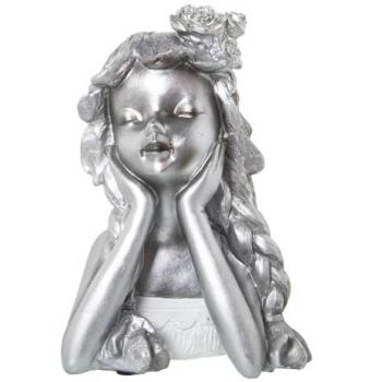 Figura Decorativa Niña Plateado Plástico 18 x 18 x 26 cm