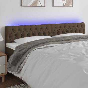 Cabecero LED de tela marrón oscuro 180x7x78/88 cm con iluminación integrada y diseño moderno