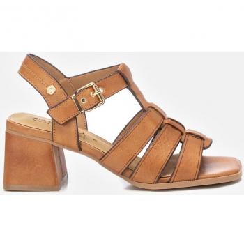 Sandalias de tacón de piel para mujer con cierre de hebilla