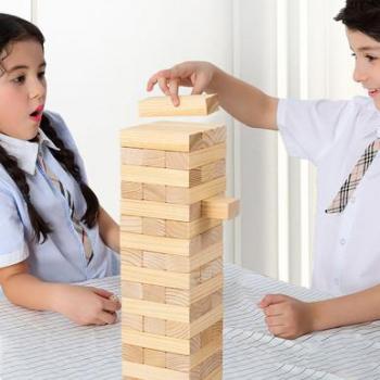 Goplus Giant Tumbling Timber Toy 54 PCS Wooden Blocks Game