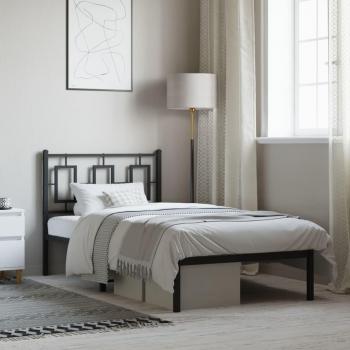 Estructura de cama con cabecero metal negro 90x190 cm