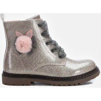 Bota Plana Beige para Bebé Niña con Cordones y Glitter - Talla hasta 30