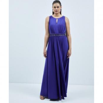 Vestido de punto largo con fajín Couchel