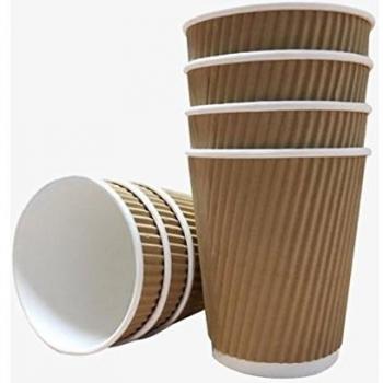 100 vasos de café de 24 ml Kraft triple capa de cartón ondulado