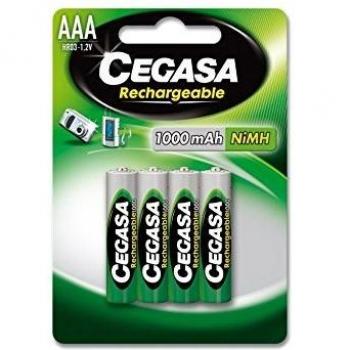 Cegasa HR3 Pila Recargable HR03 1000 mAh 1 2V BL.4 UDS, Verde, Estandar