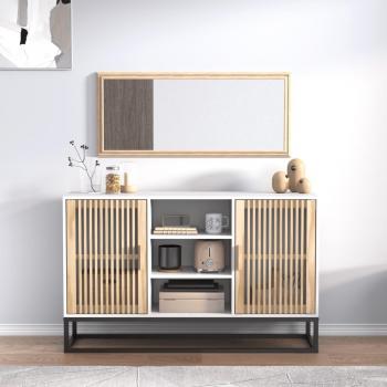 Aparador de madera contrachapada 105x30x65 cm, mueble de almacenaje de salón, buffet para salón, armario auxiliar, armario de almacenamiento en color blanco