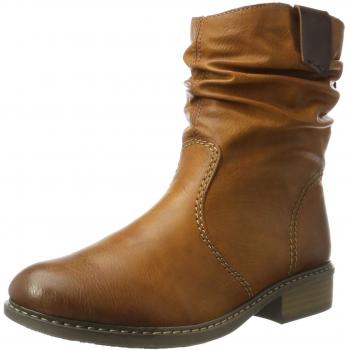 Botas de Invierno RIEKER, Mujer, Talla 36 (3,5), Color Marrón Cognac, Cuero Sintético, Estilo Usado, Botines con Tacón Bajo, Forro Cálido, Diseño