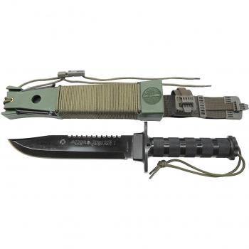Aitor Cuchillo de Supervivencia Jungle King I Negro, Incluye Vaina Verde, con Tarjeta Multiusos y pañuelo Desenfunda de Regalo