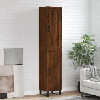 Aparador alto de madera contrachapada en color roble marrón, dimensiones 34,5x34x180 cm, con 1 puerta, ideal como mueble de almacenaje para salón, buffet o armario auxiliar