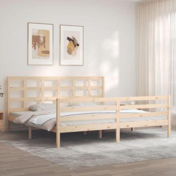 Cama Tsunbed con cabecero 200x200 cm en madera maciza color marrón