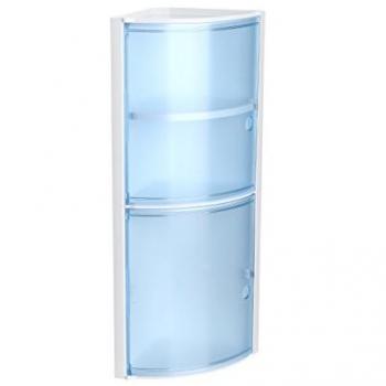 Armario Baño Rincón Azul Tatay 4480100, plástico, 2 puertas sin pomos en color azul translúcido, estante interior removible, medidas 20x20x62.5 cm
