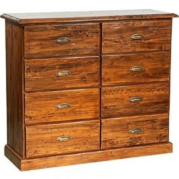Cajonera Country de Madera Maciza de Tilo con Acabado Nogal 116x41x100 cm