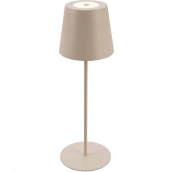 Lámpara de mesa LED recargable beige 7508011, 2.700 K, IP44, con dimmer táctil
