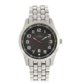 Elevon Garrison Men's Date Bracelet Watch - Black & Silver Stainless Steel