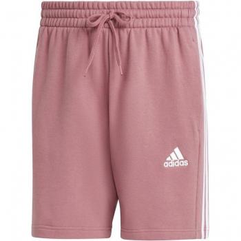 Pantalón corto Adidas Essentials French Terry 3-Stripes para hombre, color marrón, material de felpa francesa, diseño con tres franjas laterales, corte cómodo y moderno