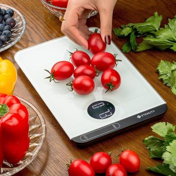 Etekcity EK6314-T Báscula Digital de Cocina, 5kg / 11lb, Balanza de Alimento con Gran Plataforma de Vidrio Templado, Tecnología Táctil y Función de Tara, Elegante Pantalla LCD Circular