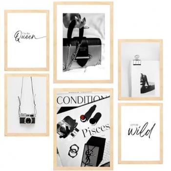 Set de 6 Pósters de Moda con Ilustraciones de Marcas para Decorar Paredes del Hogar, Oficina y Tienda - Tamaños A3 y A4 Sin Marco