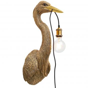 Aplique de pared KARE Animal Heron con enchufe y acabado en oro