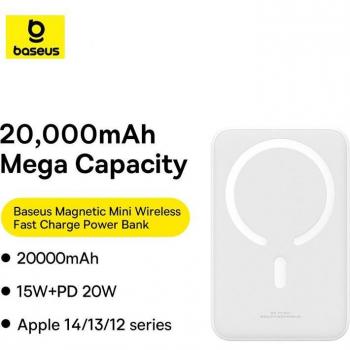 Powerbank Magnético Baseus Mini 20000mAh 20W Carga Rápida Inalámbrica Negra