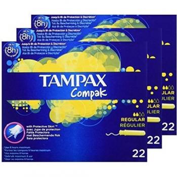 Tampax Compak Regular Tampones Con Aplicador, Protección Antimanchas Y Discreción, Limpieza, 22 Unidades