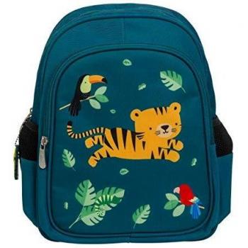 A Little Lovely Company Mochila Jungle Tiger, Azul, Verde, Mediano