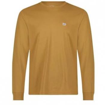 Camiseta de Manga Larga Lee con Logotipo Patch, Marrón Claro, Talla XL para Hombres