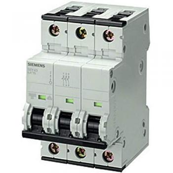 Interruptor automático Siemens 5SY4316-6, 3P, 16A, Curva Tipo B, Poder de corte 10 kA, Sentron, Montaje en Carril DIN
