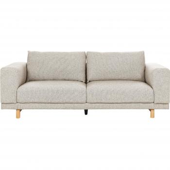 Sofá de 3 plazas en poliéster beige estilo minimalista con reposabrazos anchos y respaldo acolchado Nivala