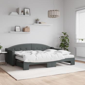 Sofá cama nido con colchón de tela gris oscuro 80x200 cm