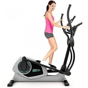 Bluefin Fitness Bicicleta Eliptica CURV 3.0 Elliptical Cross Trainer/Air Walker/Zancada Larga/Consola de Fitness Digital LCD/Bluetooth/Aplicación para Smartphone/Negro y Plata