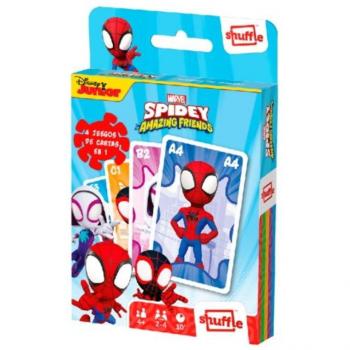 Cartamundi Shuffle Marvel's Spidey 4-in-1 Card Game for Kids Featuring Snap, Pairs, Families and Action Game Modes Ages 4+ For 2 to 4 Players with 10-Minute Gameplay Based on TV