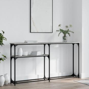 Mesa consola de madera de ingeniería 145x22,5x75 cm en color Negro, Roble Sonoma y Roble ahumado - Mesa auxiliar para salón y entrada