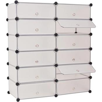 vidaXL Interlocking Shoe Organiser with 12 Compartments White