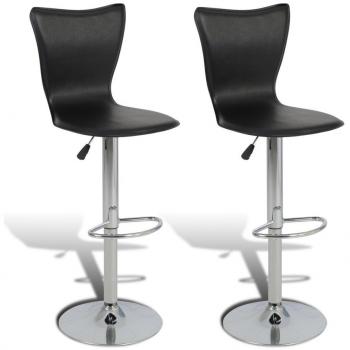 vidaXL Taburete de cocina bar, 2 unidades negras giratorias, en forma L