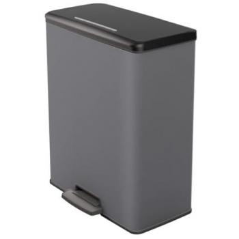 Curver Papelera de Pedal Doble 26L+26L Cubo Basura Cocina Oficina Color Gris Plateado