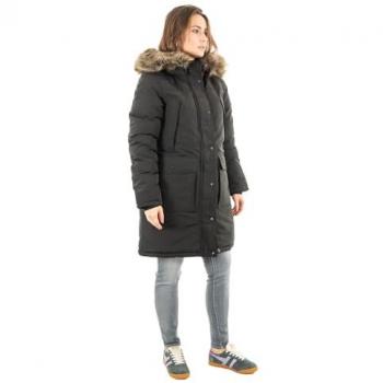 Parka con capucha Superdry Everest de piel sintética negra para mujer