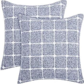 Amazon Brand - Umi Funda Cojín Tela Suave de Almohada para Sofá 2 Piezas 45x45cm Azul Oscuro