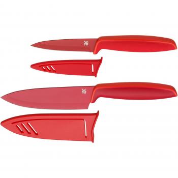 WMF Touch Juego de 2 Funda Protector, Acero, Rojo, Cuchillo de Cocina 24 cm y Cuchillo Multiusos de 20.5 cm