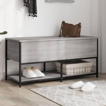 Banco de almacenamiento madera multicapa gris Sonoma 100x42,5x47 cm
