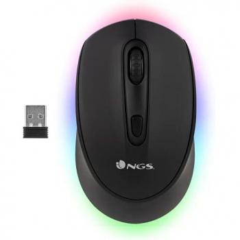NGS Smog-RB Wireless Rechargeable Mouse with RGB LED Lighting, 2400 DPI, Multi-Device Bluetooth and USB Compatibility