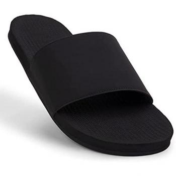 Indosole Chanclas Essentials Negro - Calzado hombre, características: chanclas veganas, suela de neumático reutilizada, soporte de arco de goma natural, correa ENVRO, resistente al agua