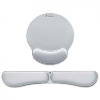 Pack Ergonómico de Alfombrilla y Reposamuñecas Subblim MemoryFlex, Antideslizante, Espuma de Memoria, Color Negro y Plateado
