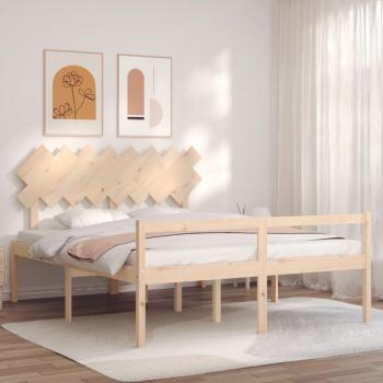 Cama de madera maciza con cabecero 160x200 cm