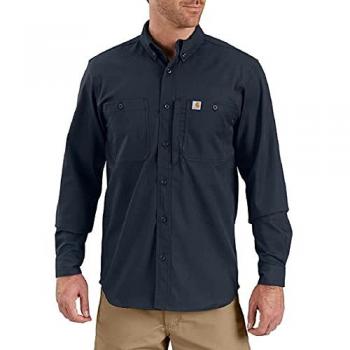 Camiseta Carhartt Rugged Professional Hombre Azul, Camisa de trabajo de manga larga, ajuste ligeramente holgado, color azul marino, talla L