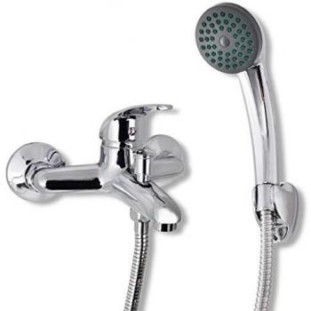 vidaXL Juego de Grifo Mezclador y Alcachofa Cromado Manguera de Ducha Bañera