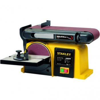 Lijadora de banco Stanley SXBS914E 2 en 1, 370W, disco de 150 mm y banda de 100 x 914 mm, base de hierro fundido